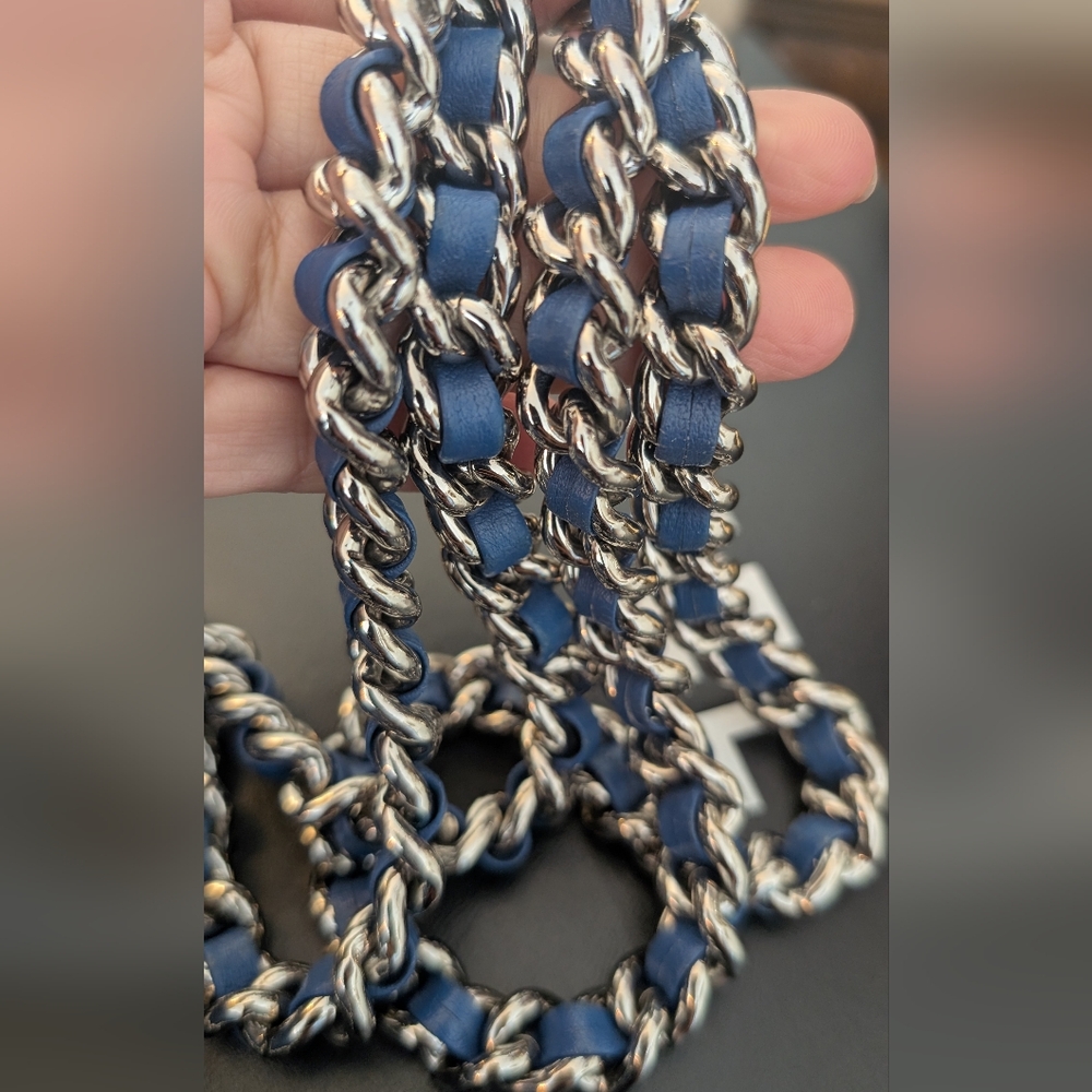 Chanel Blue Quilted Leather Chain Bag - Picture 15 of 16